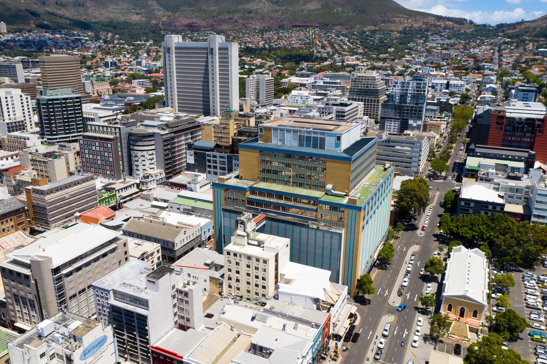 View over Cape Town city towards Table Mountain